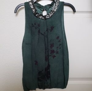 Cosmo emerald/sequin luxury top- made in Italy